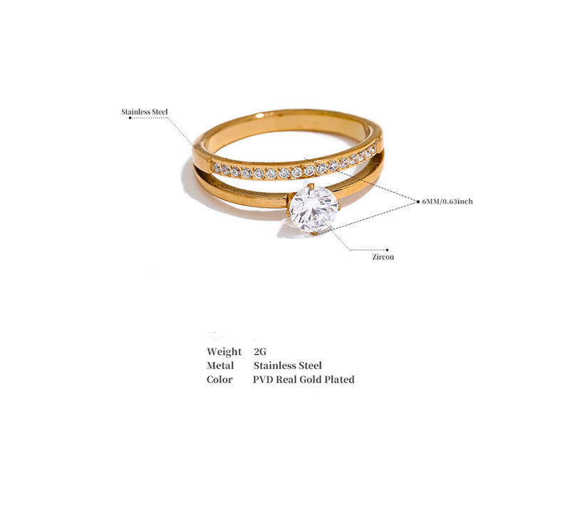 Layered Sparkle: A Cubic Zirconia Double Band Ring