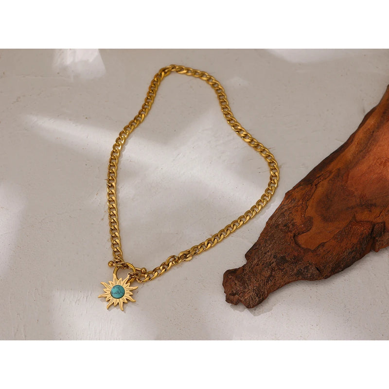 Natural Stone Sun Necklace