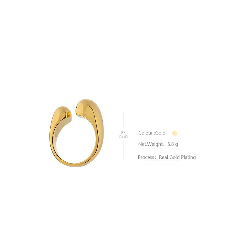 Golden Geometric Adjustable Open Ring