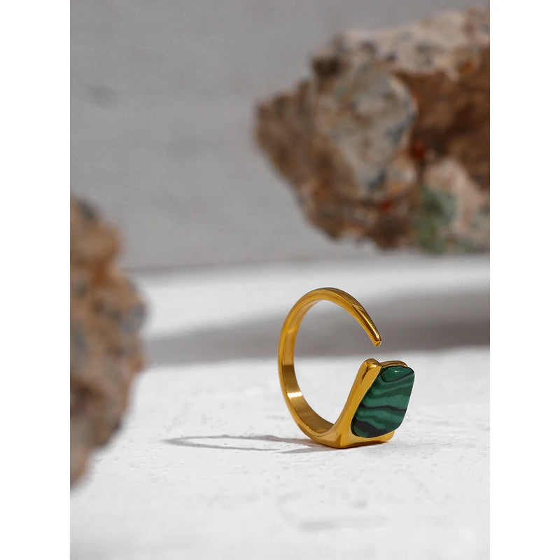 Vintage Natural Stone Adjustable Open Ring