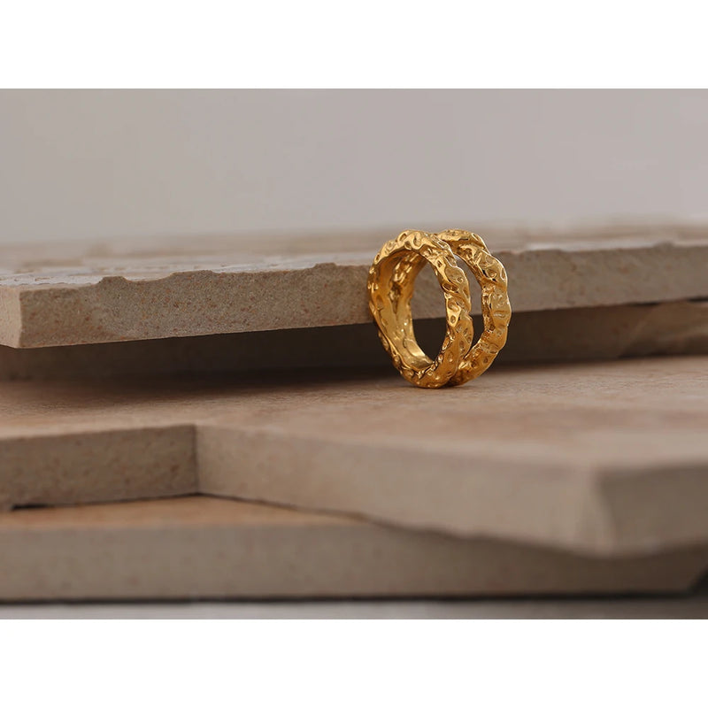 Golden Metalic Texture Ring