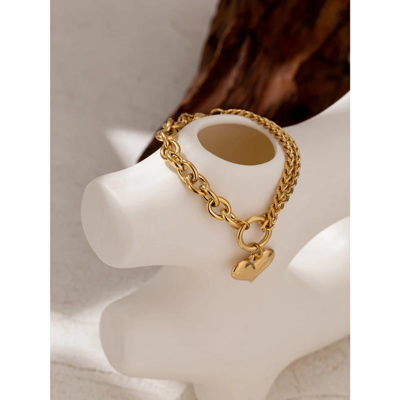 Golden Heart Pendant Bracelet