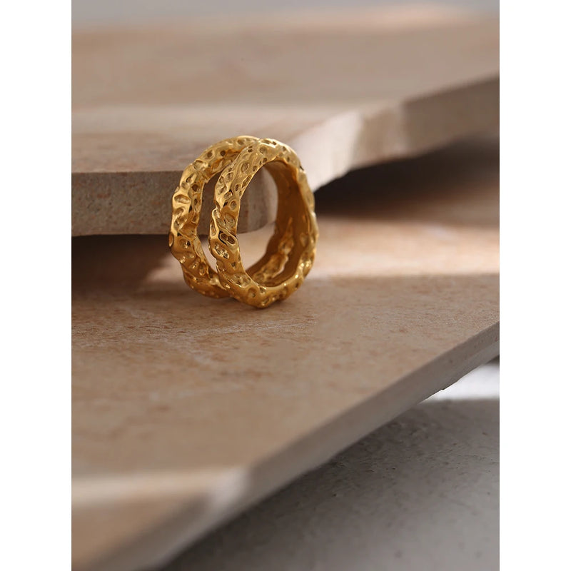 Golden Metalic Texture Ring