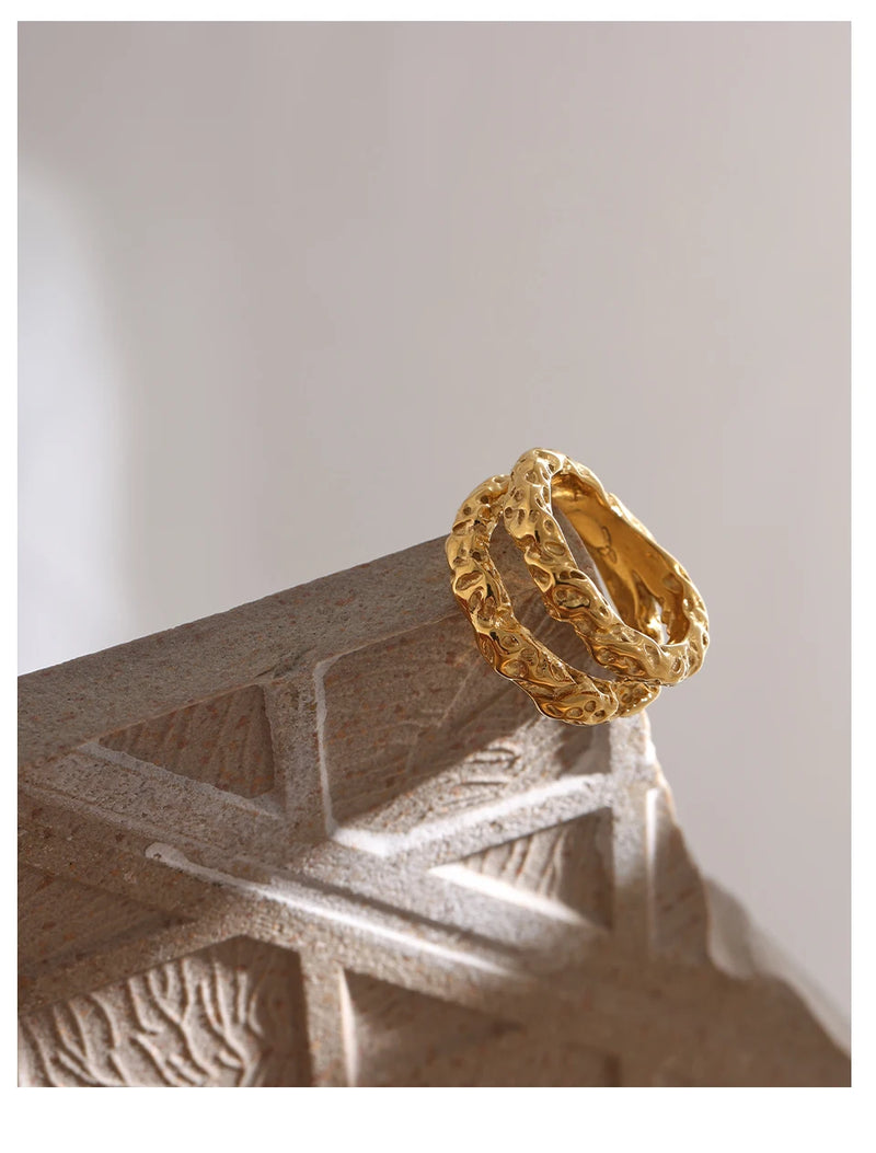 Golden Metalic Texture Ring