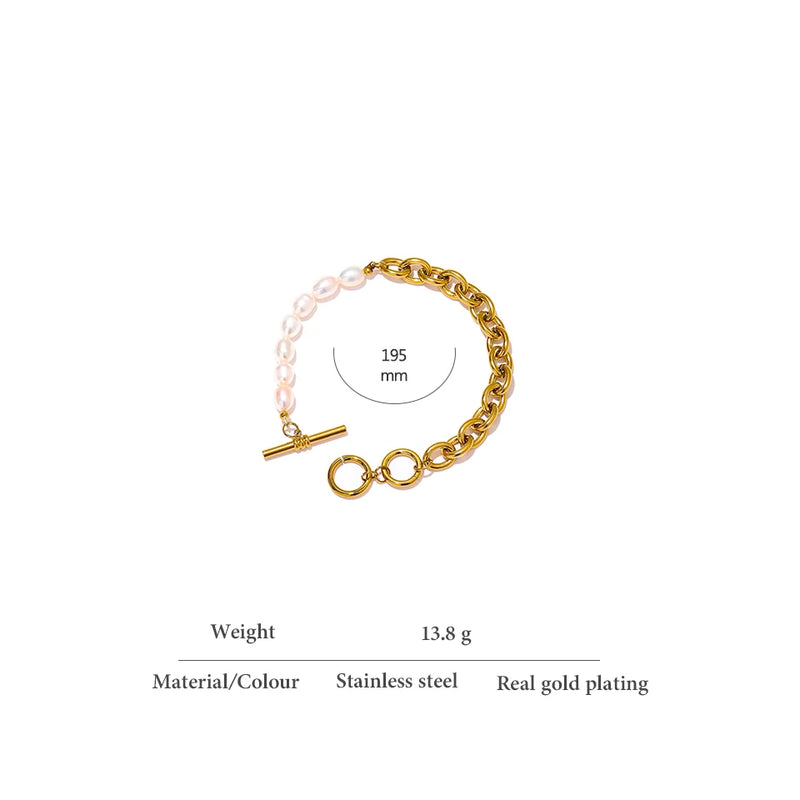 Pearl Toggle-Clasps Chain Bracelet