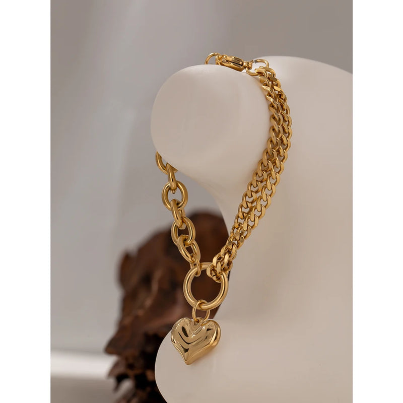 Golden Heart Pendant Bracelet