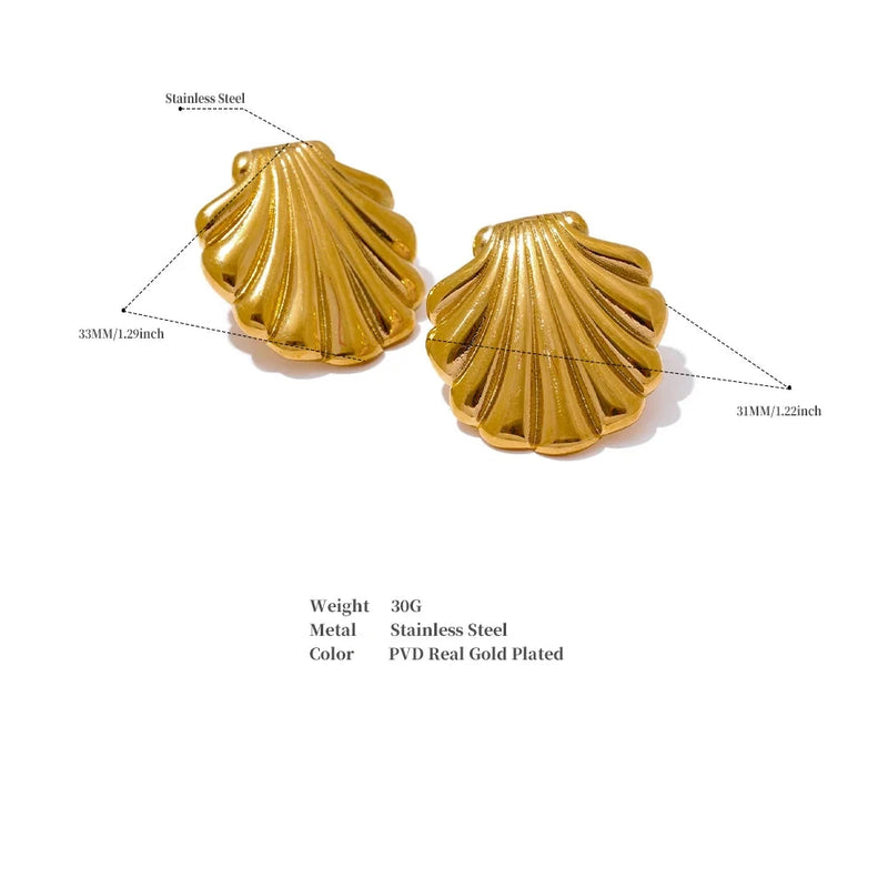 Golden Shell Stud Earrings