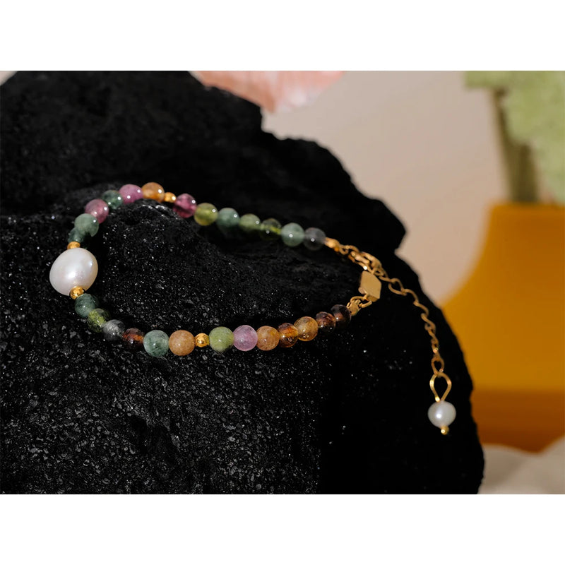 Natural Stone Pearl Colorful Bead Bracelet