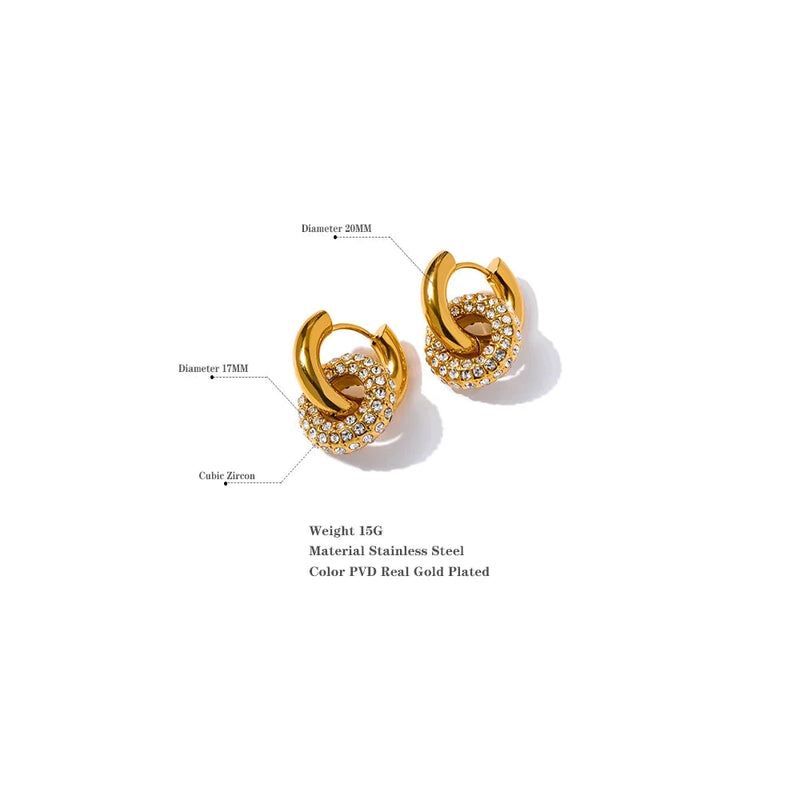 Shiny Cubic Zirconia Round Hoop Earrings