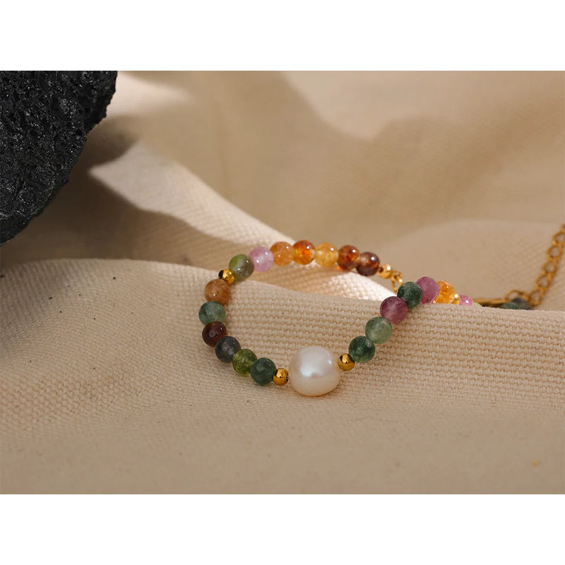 Natural Stone Pearl Colorful Bead Bracelet