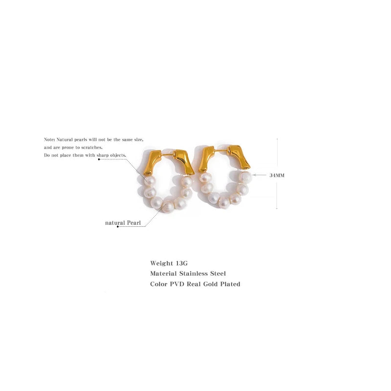 Natural Pearls Hands Hoop Earrings