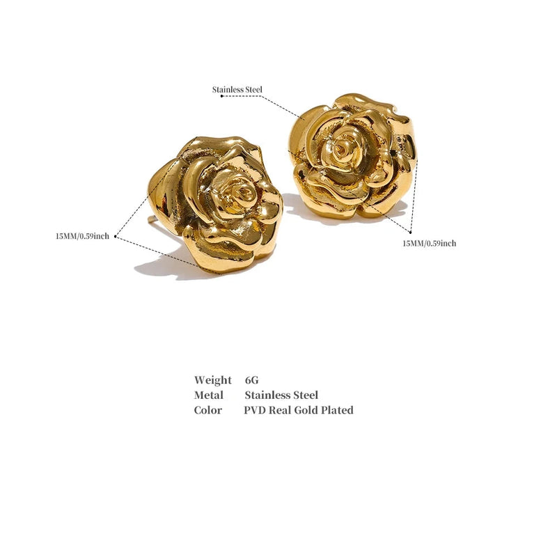 Rose Flower Stud Earrings