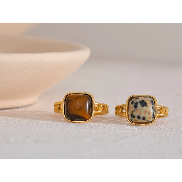 Natural Stone Adjustable Open Ring