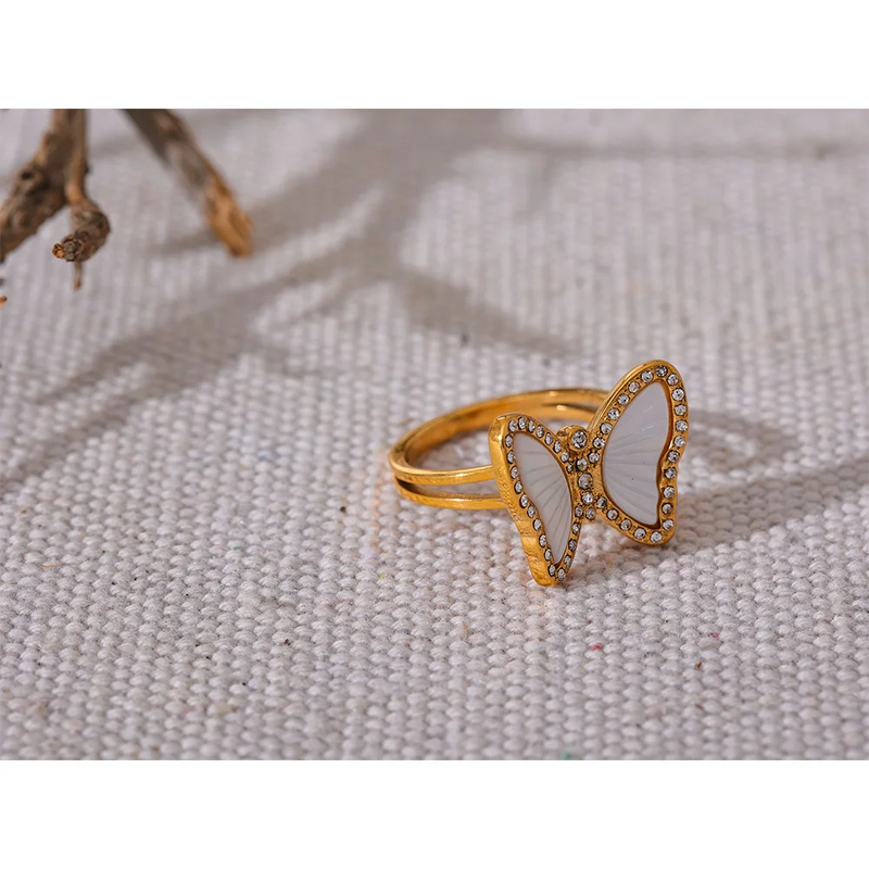 Natural Shell Butterfly Ring