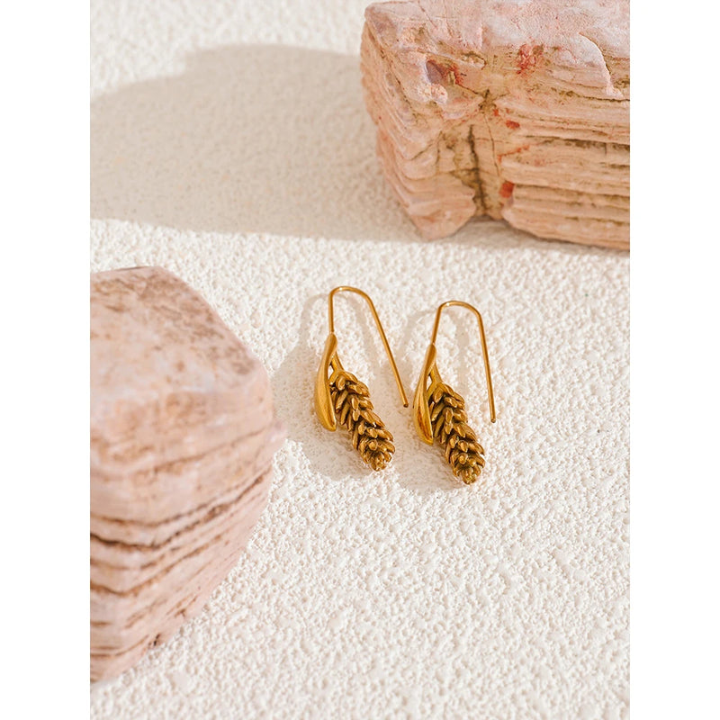 Golden Wheat Drop Earrings