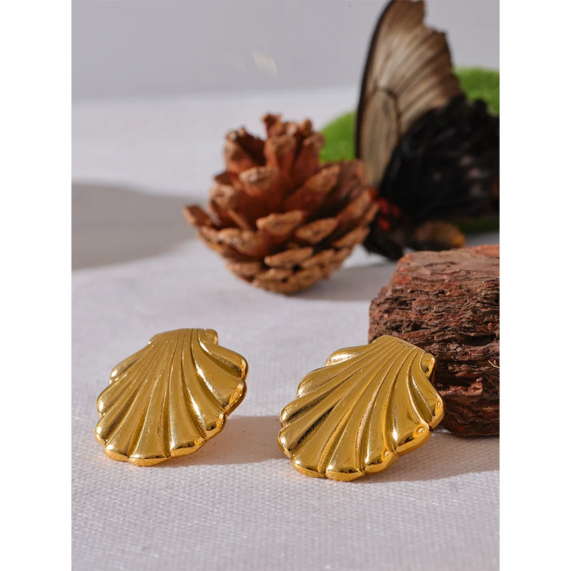 Golden Shell Stud Earrings