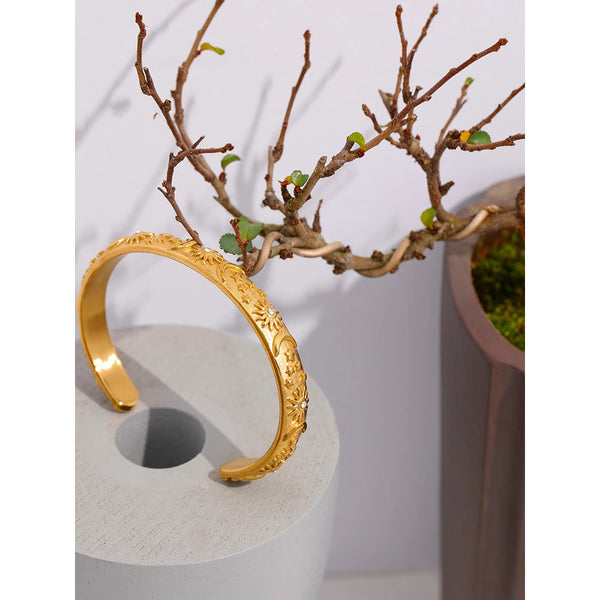 Golden Moon Star Sun Bangle Bracelet