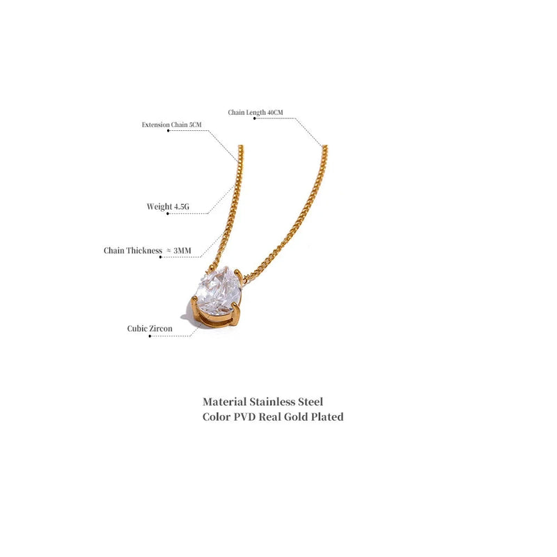 Shiny Cubic Zirconia Water Drop Necklace