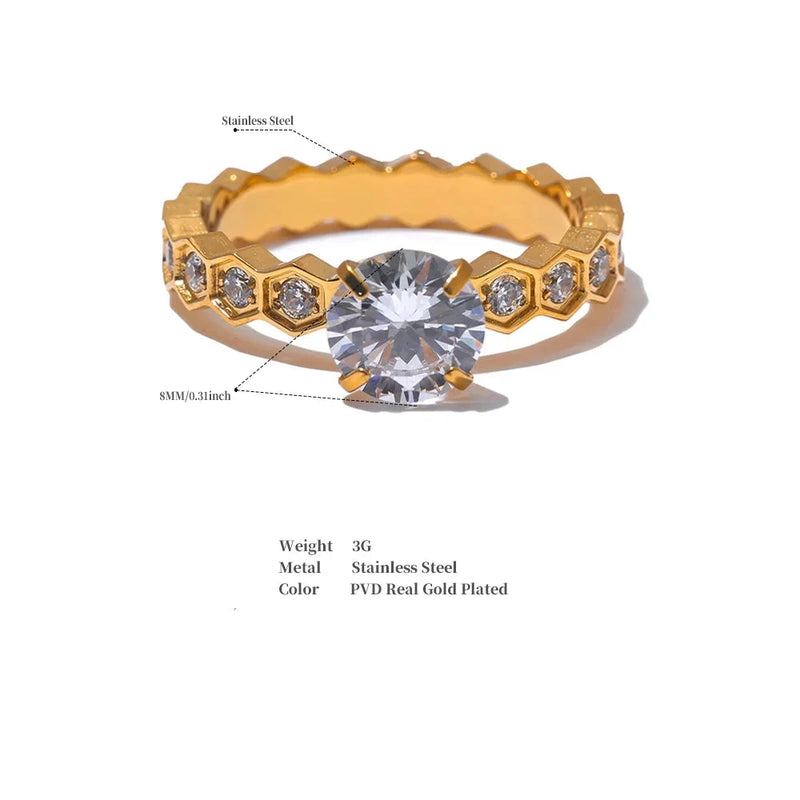 Cubic Zirconia Zigzagged Classic Ring