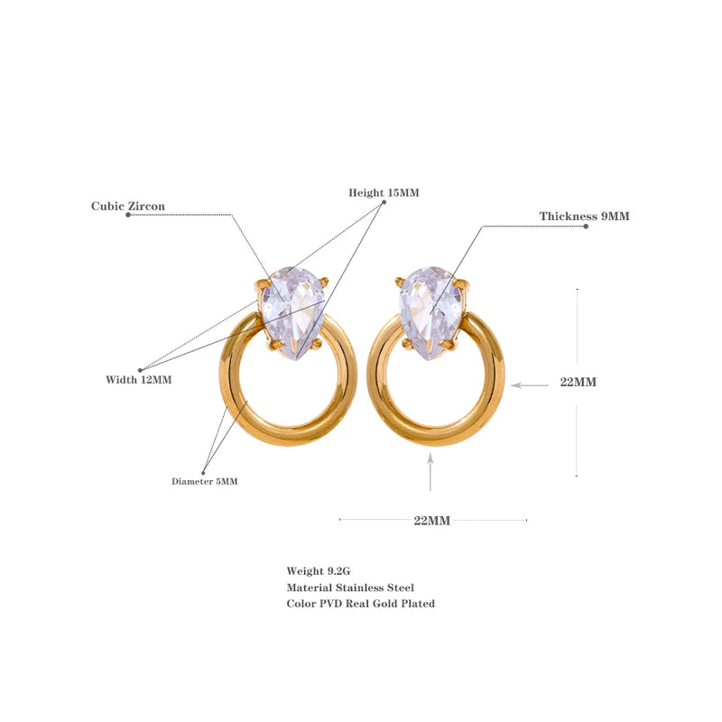 Cubic Zirconia Round Stud Earrings