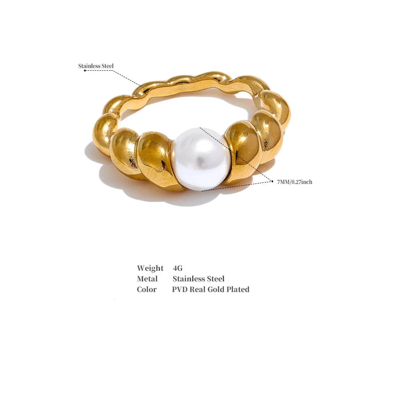 Pearls Twisted Geometric Ring