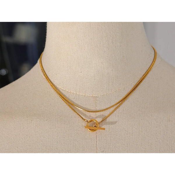 Double Layer Stacking Chain Basic Necklace