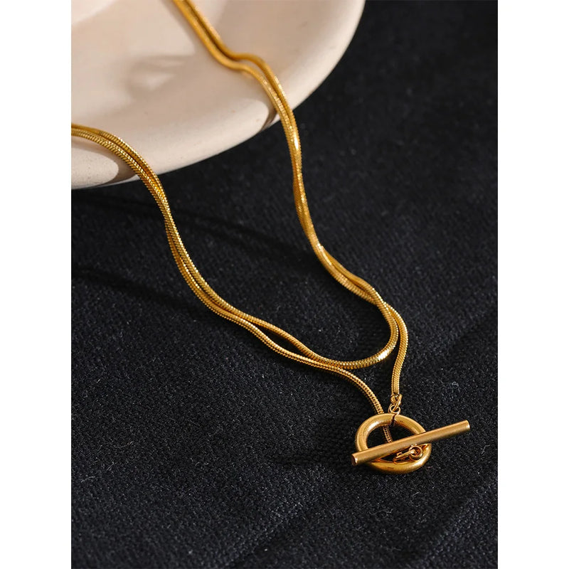 Double Layer Stacking Chain Basic Necklace