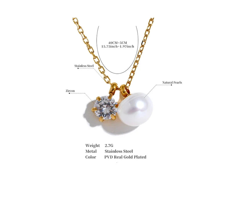 Luminous Duet: A Cubic Zirconia & Pearl Necklace