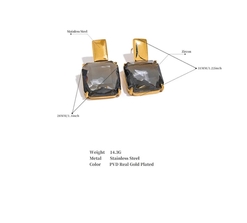 Cubic Zirconia Square Drop Earrings