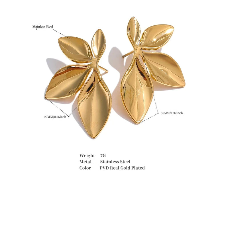 Flower Leaves Stud Earrings