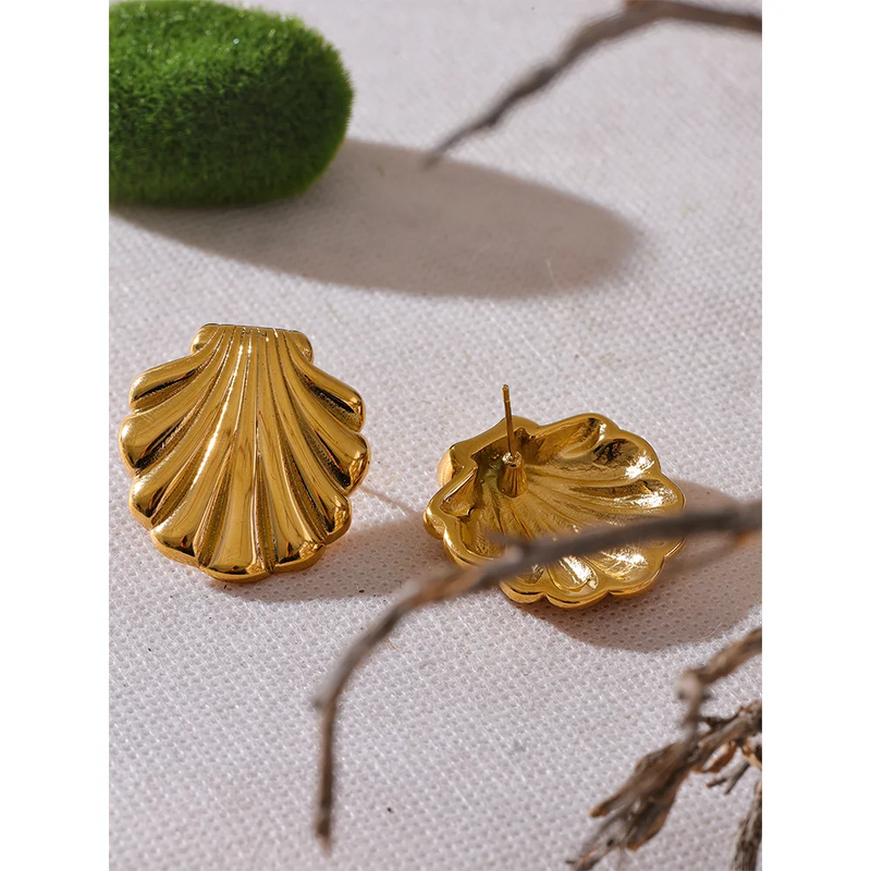 Golden Shell Stud Earrings