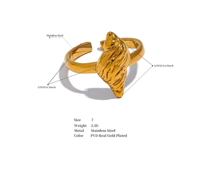 Golden Conch Adjustable Open Ring