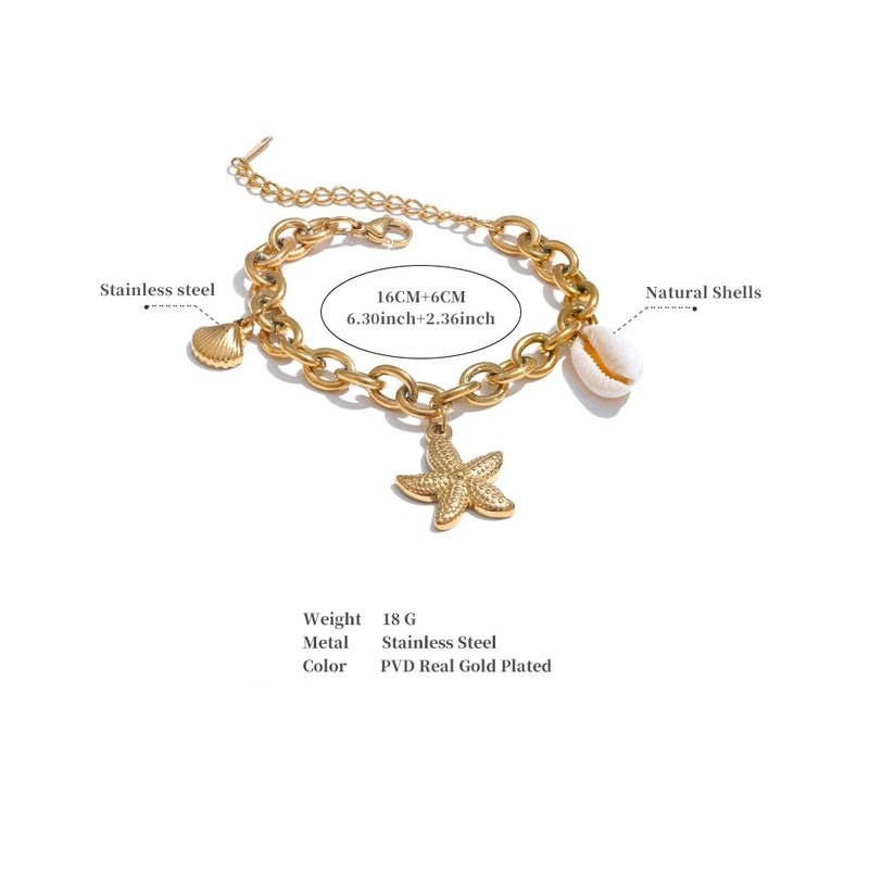 Starfish & Shell summer Chain Bracelet