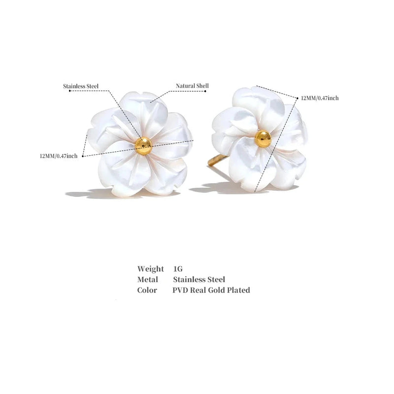 Natural Shell Flower Stud Earrings