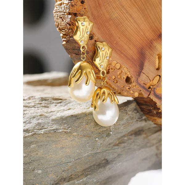 Imitation Pearls Geometric Drop Earrings