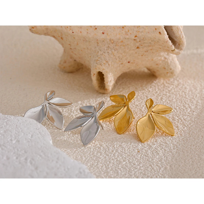 Flower Leaves Stud Earrings