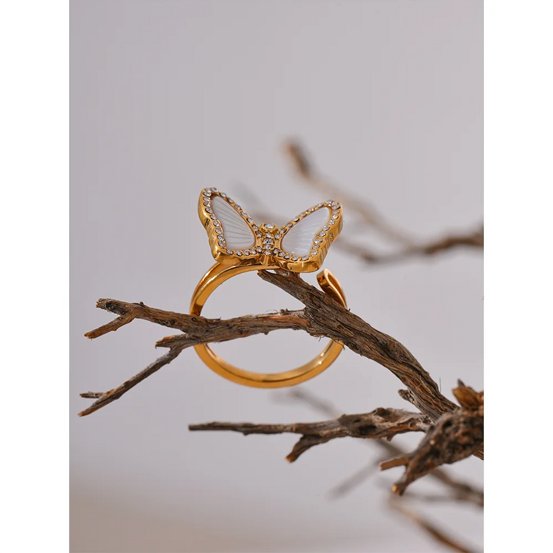 Natural Shell Butterfly Ring