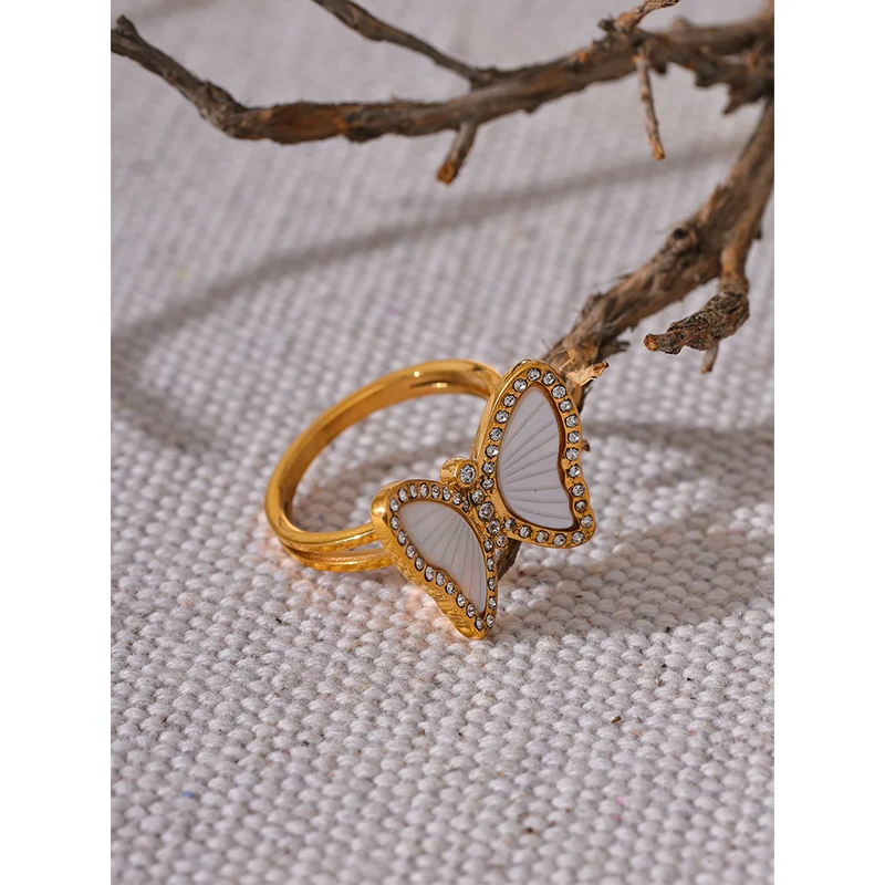 Natural Shell Butterfly Ring