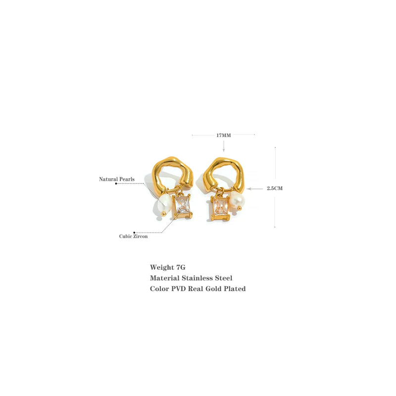 Golden Rhapsody: Cubic Zirconia & Pearl Drop Earrings